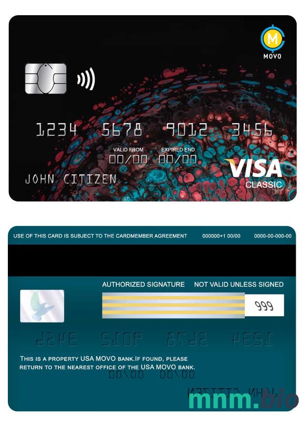 USA MOVO bank visa klasyczny karta przykład w formacie PSD